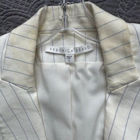 Veronica Beard White/Ivory with thin Navy stripes. Size 0. - Picture 8 of 8